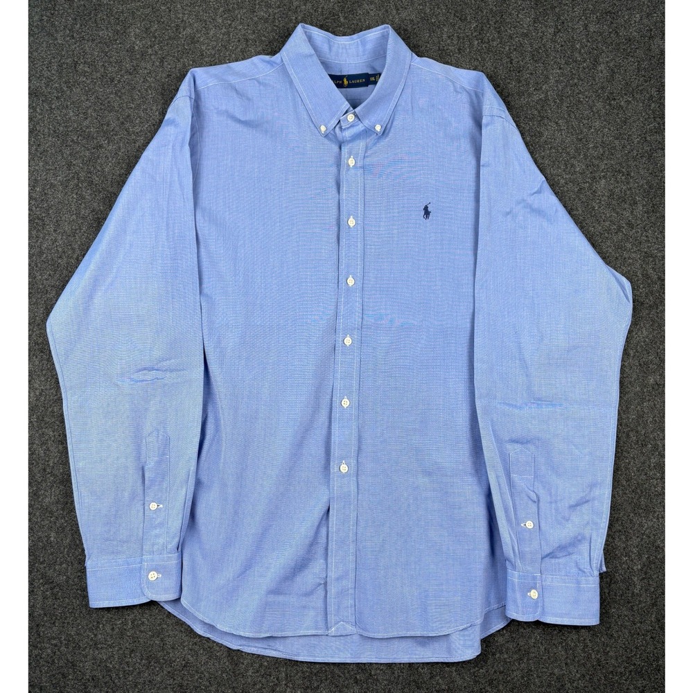 Polo Ralph Lauren Mens XXL Blue Micro Stripe Long Sleeve Button Down Shirt